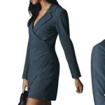Anthropologie  Long Sleeve V Neck Blazer Mini Dress Navy Size 16 NEW Photo 7
