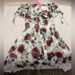 Sugar Thrillz Red and White Rose Floral Midi Dress Size XXS Photo 0