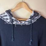 We The Free Free People  Woman's Textured Black White‎ Hoodie Oversized Size SM Photo 1