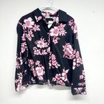 Soft Surroundings  Women's Tencel Hibiscus Floral Button Down Tunic Shirt Top PL Photo 0