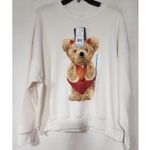 Bear hugging heart sweatshirt women's Large Grayson/threads Faded White Photo 1