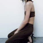 ZARA Brown Crop Top NWT Photo 0