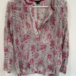 Theory  Floral Pink Sheer Silk Cotton Blend Tunic Top S/P EUC Photo 0