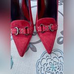via spiga Pointed Pumps Heels 10M Dark Red Suede Leather Buckle ITALY Photo 4