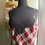 Vintage 90s Y2K Jaclyn Smith tartan plaid lace trim slip dress, size large Red Photo 1