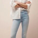 MOTHER The Mid Rise Dazzler Ankle Fray Jeans Blue Size 34 Photo 0