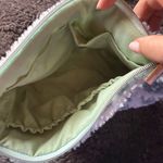 Anthropologie Blue and White Checkered Fuzzy Cosmetic Bag Photo 4