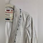 Anthropologie Cartonnier RARE Striped Fringed Linen White Blazer Women’s Size 8 Photo 5