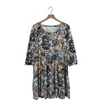 Lilly Pulitzer  Geanna Dress Sz L Floral Tiger Swing 3/4 Sleeve Tiered Jersey Photo 1