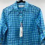 Vineyard Vines Three Color Gingham Button Down Popover in Capri Blue Size 8 Photo 1