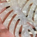 Amrita Singh  Palm White Marbleized Leaf Large Statement Earring Photo 5