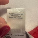 Susan Bristol Vintage  Red Knit Vest with Colorful Animal Embroidery Photo 3