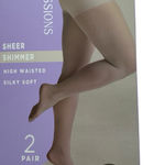 Impressions Silk  Sheer Shimmer Tights Women's‎ Size XL Soft Silver High Waisted Photo 0