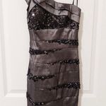 Cache Gray Sequins Cocktail Dress Photo 0