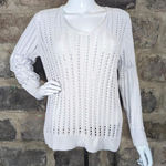Jeanne pierre Women's Jeanne Pierre White Eyelet Open Knit Sweater Size Large Long Sleeve Photo 0