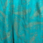 CHAPS Blouse M NWT Gold Metallic Paisley Peasant Top Teal Swirl Smocked Boho Photo 4