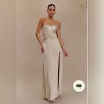 Meshki NWT Satin Maxi Dress With Ruched Petals Photo 3