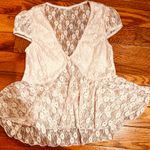 NWOT BABY PINK Lace see through Cap Sleeve Babydoll high low Top size L Size L Photo 5