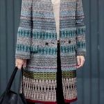 ZARA  LONG PRINTED KNITTED TWEED WOOL BLEND JACQUARD COAT JACKET BLAZER M NEW Photo 0