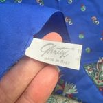 Vintage Glentex blue rose bud large square head neck scarf Photo 3