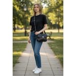 Jaclyn Smith Black Leather Crossbody Shoulder Bag Flap Buckle Closure Photo 1