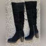 Free People  Black Suede NWOT Echo Platform Over‎ The Knee Boot Size 9.5 Photo 3