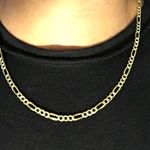 Gold Chain Figaro Two Tone 20in 4mm .925 Italy Photo 0
