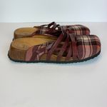 Think! Clogs 8 8.5 Plaid Leather Strappy Comfort Slides Shoes Sandals 39 Purple Photo 2
