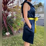 AQUA Formal Navy Satin Ruffle Open Back Dress size 12 Photo 6