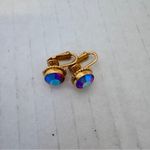Vintage Aurora Borealis Crystal Gold Tone Clip On Earrings Womens Estate Jewelry Photo 8
