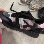 Valentino Garavani  Black and Pink Camouflage Sneakers Photo 2