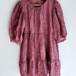 ZARA  Voluminous Textured Puff Sleeve Mini Dress Mauve Pink Sz Medium Photo 1
