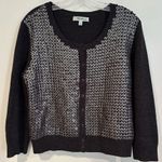 Beth Bowley Wool Cashmere Blend Cardigan Sweater Women's Large Black Sequin Black Photo 0