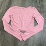 None Cropped Long Sleeve TShirt Pink Size Small Photo 3