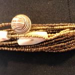 Chico's MIxed Bronze Tone Metal Stones Textured Carved Chain Belt 41" Long Photo 2