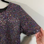 simply styled Women's Multicolor Sequins Short Sleeve Blouse Size M Concert Photo 4