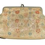 VTG Tapestry Floral Clutch Wallet Kisslock Secret Zipper Bottom Flapper Flower Photo 0
