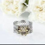 Boutique Unique 2 ct. tw. Two Little Bee Band Ring Inlaid Shiny CZ Two-Tone Sterling Silver Size 6 Photo 6