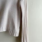 American Eagle • Crochet Knit Sweater in Natural, Balloon Sleeves, Size XS Tan Photo 4