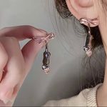 Black Cat With Pink Bow Alloy Drop Earrings, Cute Elegant *Fashion‎ Jewelry Photo 7