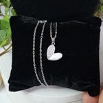 Silver Chain Necklace with Micro Pave and Shell Heart Pendant Photo 0