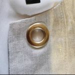 J.Crew Beige Shimmer Metallic 100% Linen Shift Dress Gold Grommets Size 8 Med M Photo 4