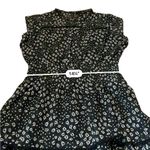 AQUA Ruffle Tiered Chiffon Mini Dress Women’s Size Large Black White Print Photo 5