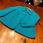 Ann Taylor  teal blue and white polka dot swing blazer sz 0 Photo 1