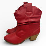 Charles Albert NWOB  Red Western Cowboy Ankle Boots Vegan Leather Womens US 11 Photo 0