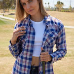 DIXXON Flannel Company Gilmore Plaid Long Sleeve Shirt Women's Blue Western XS Photo 0
