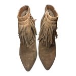 White House | Black Market Suede Fringe Brown Ankle Boots Sz 7 Stiletto Sassy Boho Photo 1
