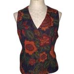 Ruff Hewn Vintage Floral Tapestry Sleeveless Rust Red Vest Waistcoat Size Medium Photo 0