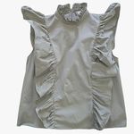 ZARA  Green Poplin Ruffle Sleeveless‎ Top Size Med Feminine Photo 4