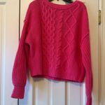 Free People Dream Cable Knit Sweater in Hibiscus Highlight Pink Size Small Photo 0
